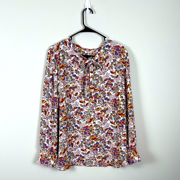 Talbots Tops - Talbots Floral Long Sleeve Tie Blouse